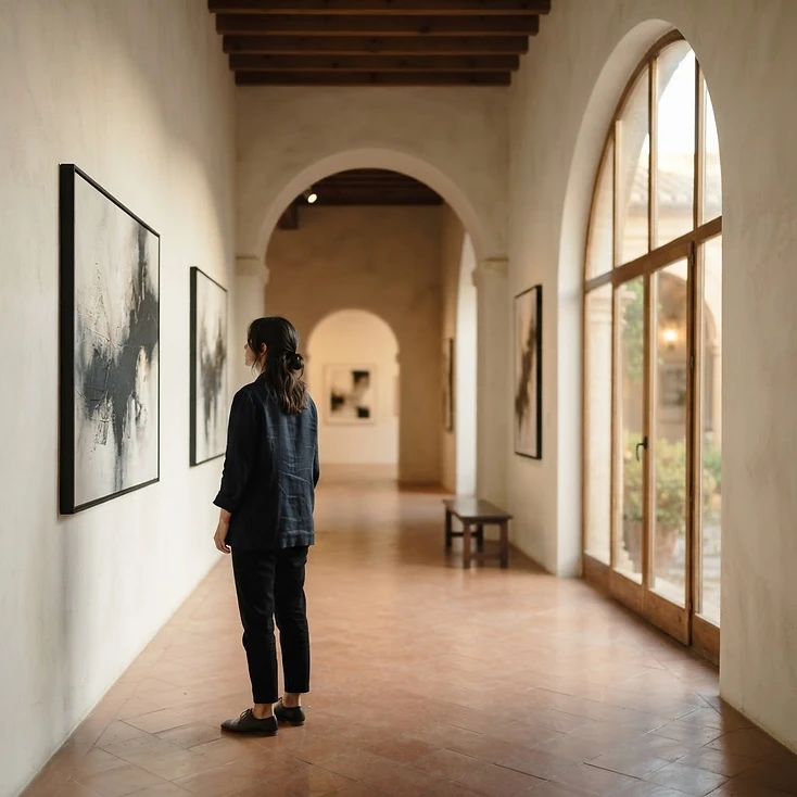 Fotografía de contexto: sala de exposición cultural en un edificio histórico.
