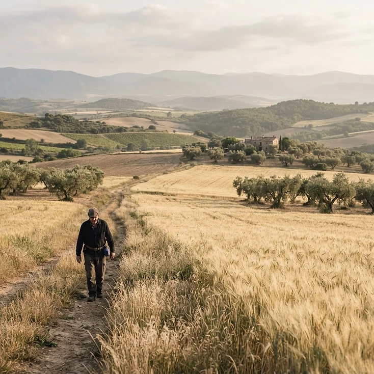 Fotografía de contexto: paisaje agrícola en el rural español.