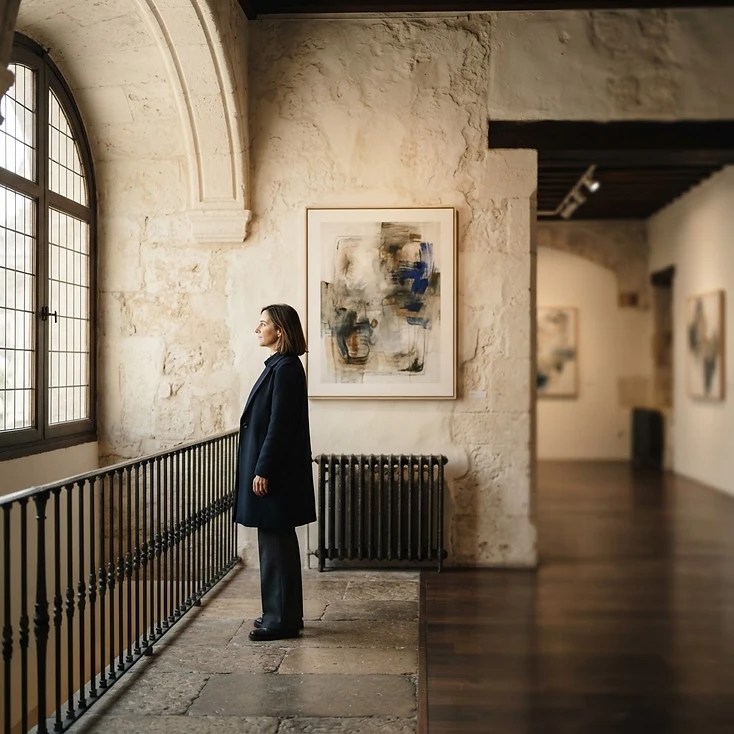 Fotografía de contexto: sala de exposición cultural en un edificio histórico.