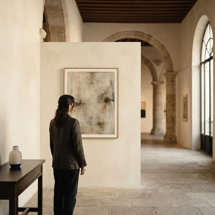 Fotografía de contexto: sala de exposición cultural en un edificio histórico.