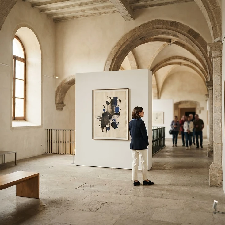 Fotografía de contexto: sala de exposición cultural en un edificio histórico.