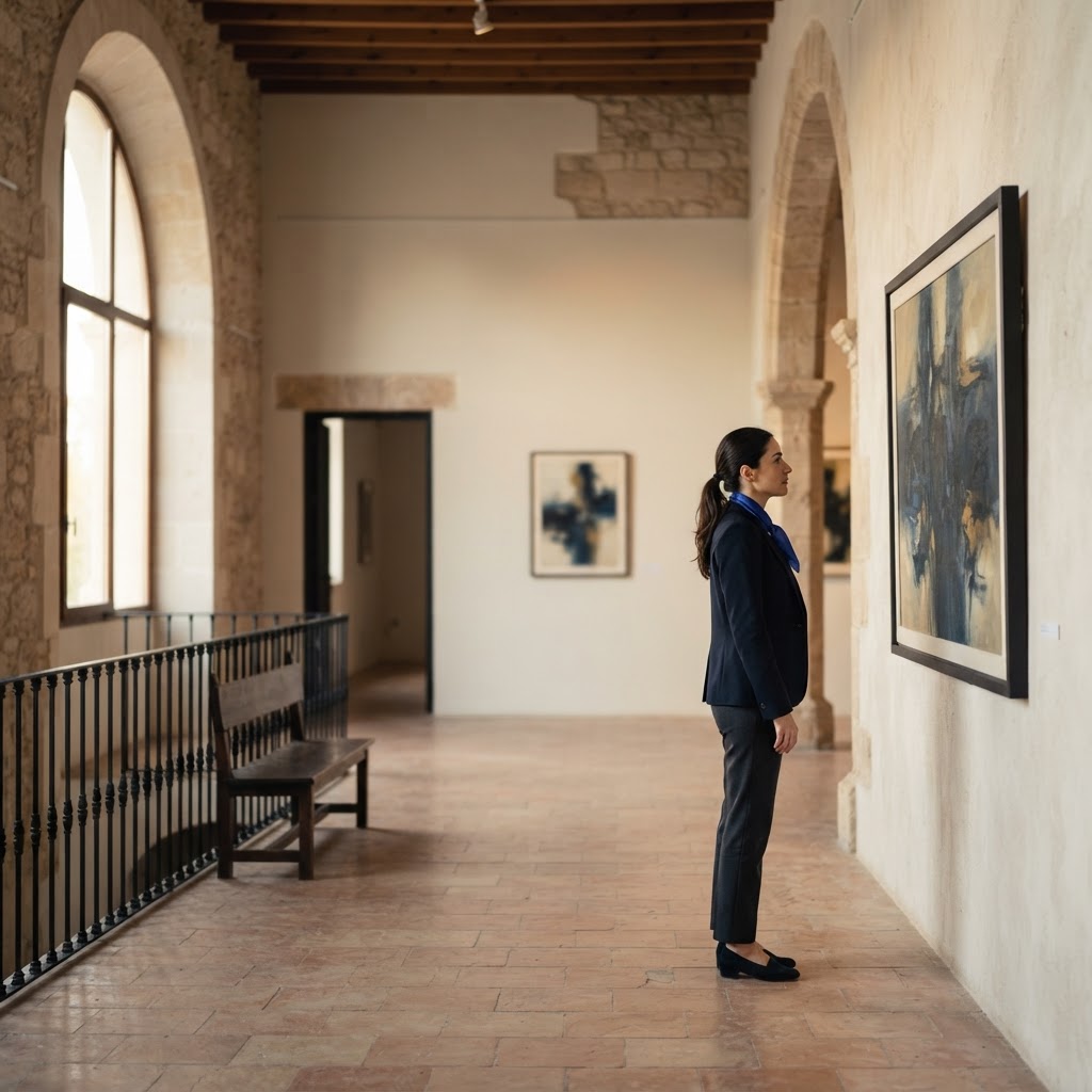 Fotografía de contexto: sala de exposición cultural en un edificio histórico.