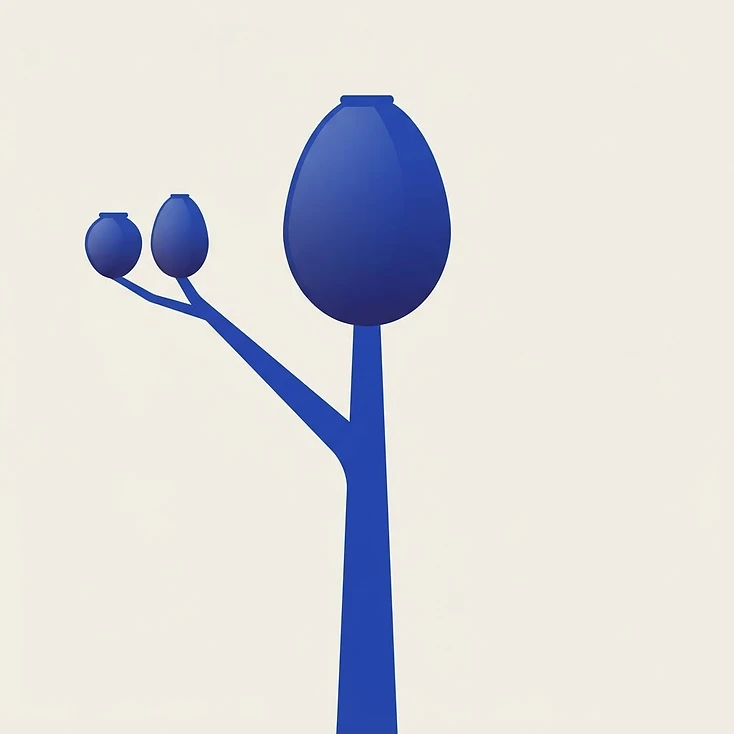 Ilustración abstracta de tres depósitos de tamaños muy distintos alimentados por un mismo canal que se bifurca antes de llegar a ellos.