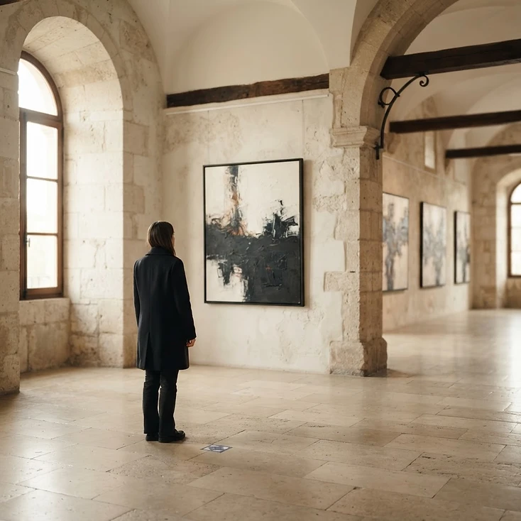 Fotografía de contexto: sala de exposición cultural en un edificio histórico.