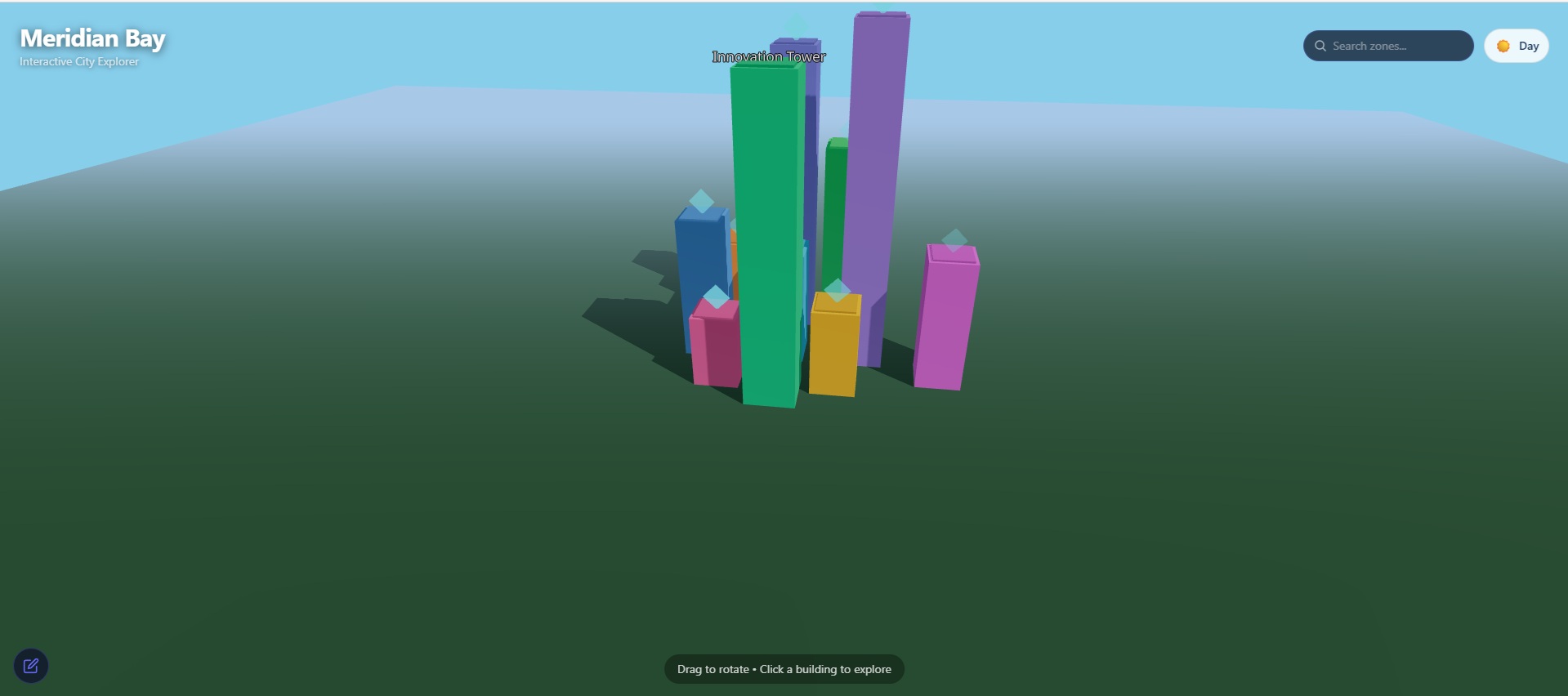 Interactive 3D City template preview