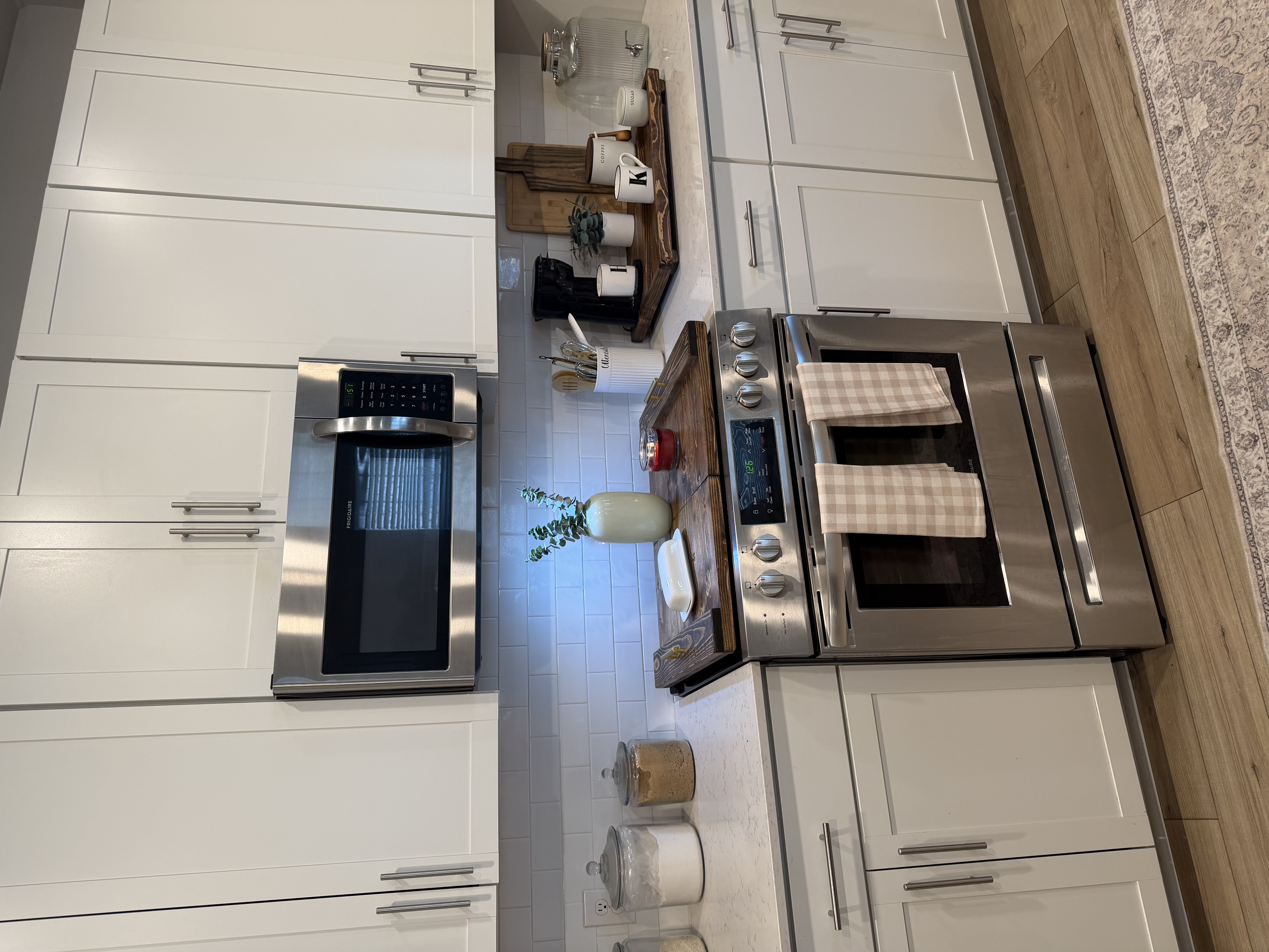 Organized kitchen after using the stove cover and riser