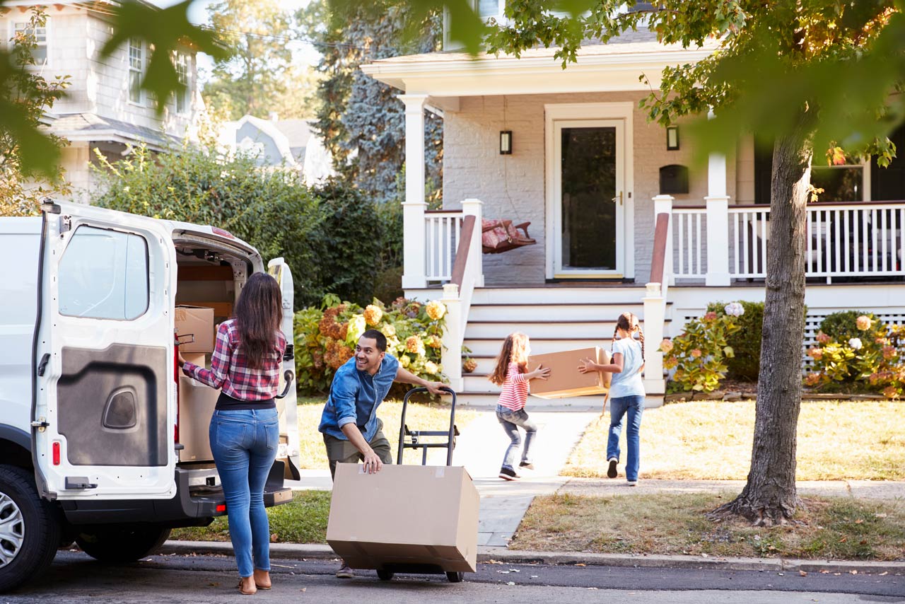 Family moving into a home
