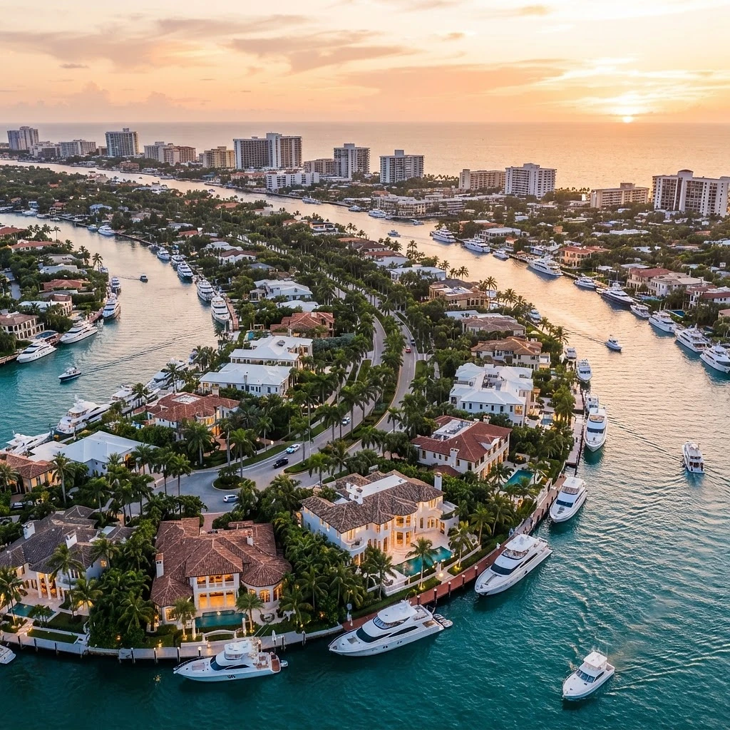 Fort Lauderdale Intracoastal waterfront at golden hour