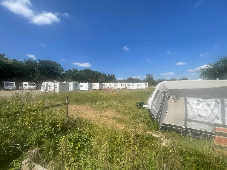 Touring caravans on the park's main field
