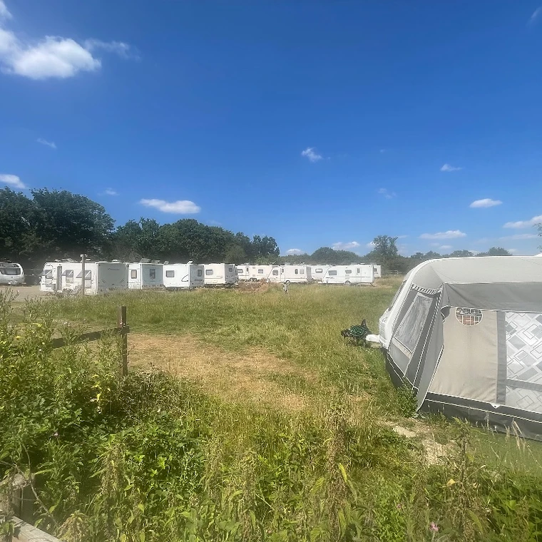 Touring caravans on the main field
