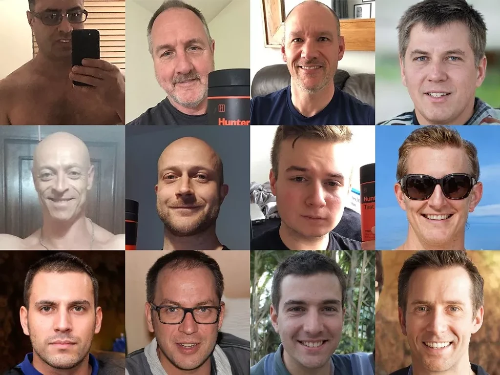 Grid of real photos of satisfied Hunter Test customers