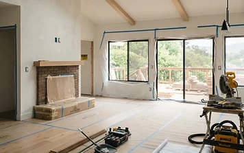 Whole-home remodel in progress with floor protection