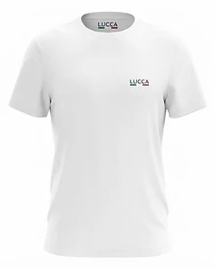 Camiseta LUCCA branca — logo no peito e etiqueta interna