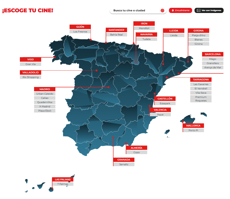 Mapa de cines OCine