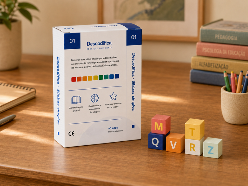 Caixa do Descodifica com cubos de letras coloridos 2