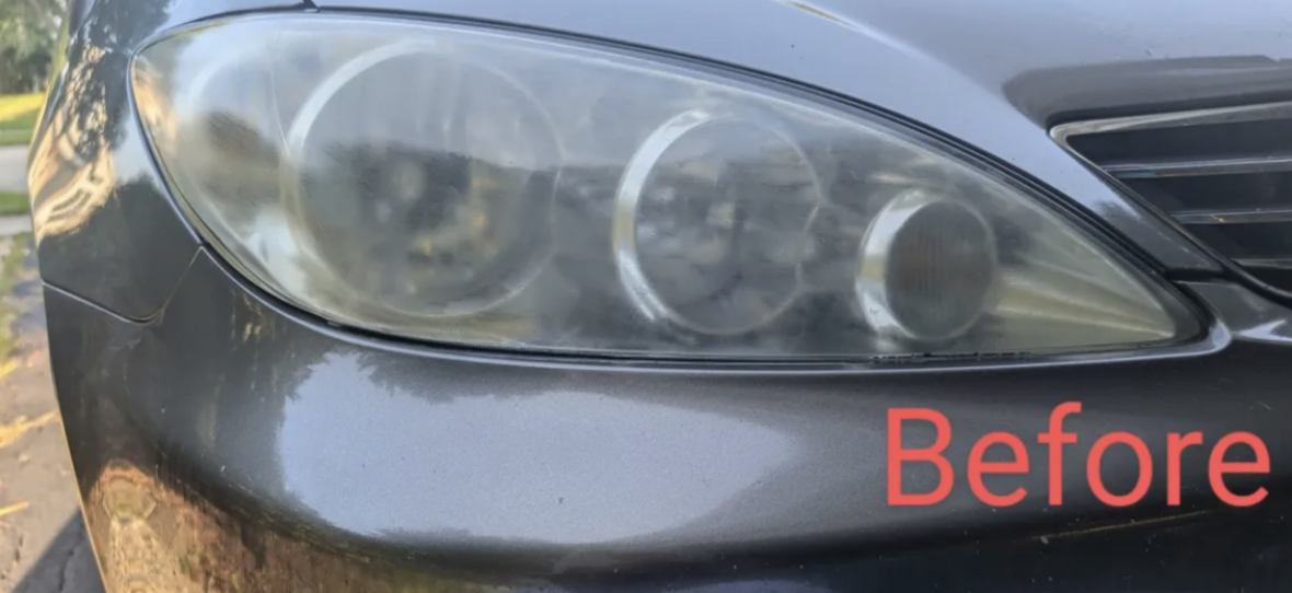 Cloudy headlight — before restoration