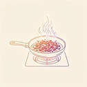 Illustration: frying the shawarma strips in a pan