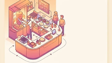 Isometric illustration: a generic shawarma counter station — not a photograph of a real business