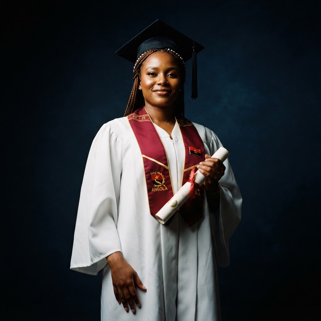 Graduada angolana com diploma na Academia IMNE Marista