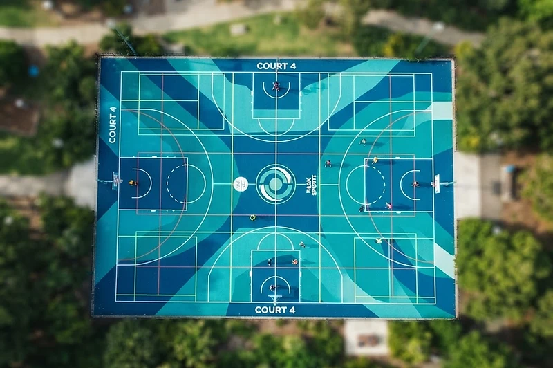 Quadra esportiva pintada desfocada como fundo