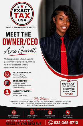 Arie Garrett, CEO/Owner of Exact Tax USA