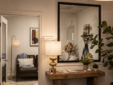 The ElmWorks lobby and a private suite entry with architectural character