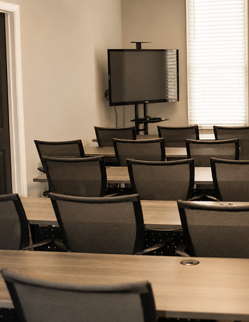 The main ElmWorks meeting room with configurable training tables
