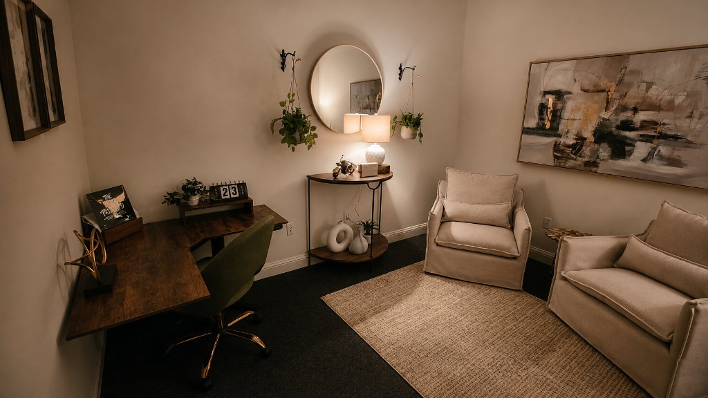 A quiet, professional corner inside an ElmWorks private office