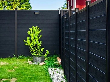 Charcoal Composite Fence with Integrated LED Lighting — photo 6