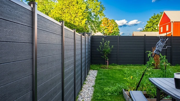 Charcoal Composite Fence with Integrated LED Lighting — photo 1