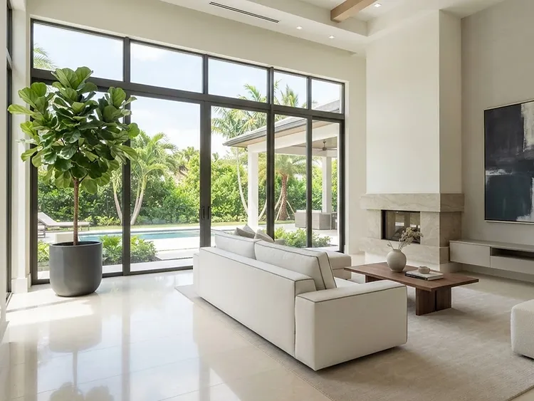 Bright minimalist living room kept spotless by Wiregrass Cleaning recurring weekly house cleaning service in Wesley Chapel, FL