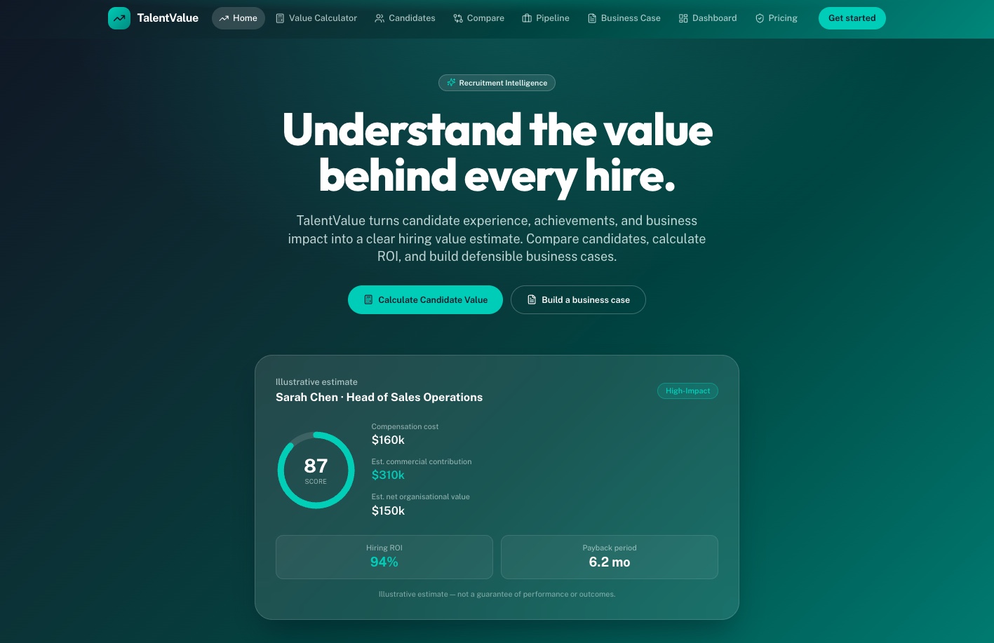 Talent Valuer template preview