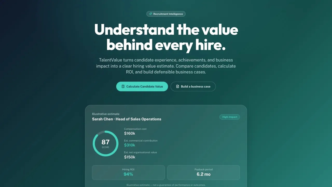 Talent Valuer template preview