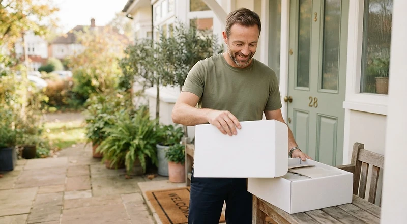 Patient receiving a discreet delivery at home