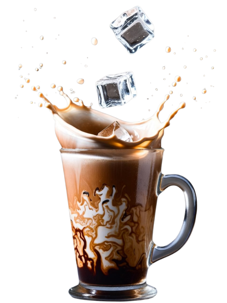 Iced mocha splash with swirling cream and foam