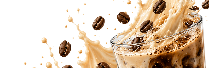 Mocha coffee and cream splash with beans