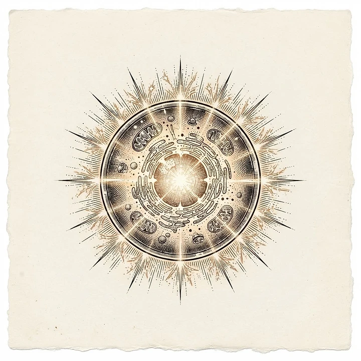 Illustration of a cell radiating energy sparks