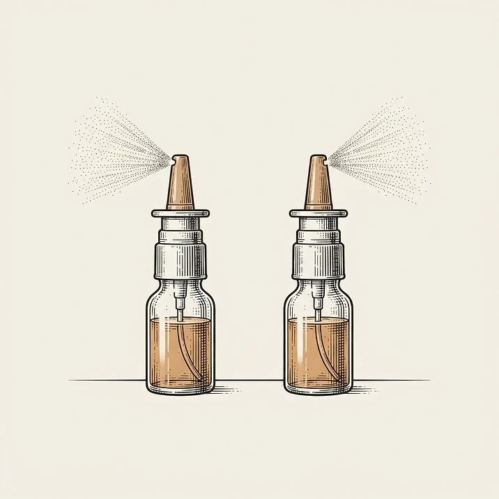 Illustration of two nasal spray bottles side by side