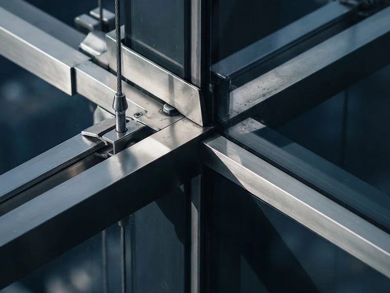 Abstract architectural facade with strong geometric lines