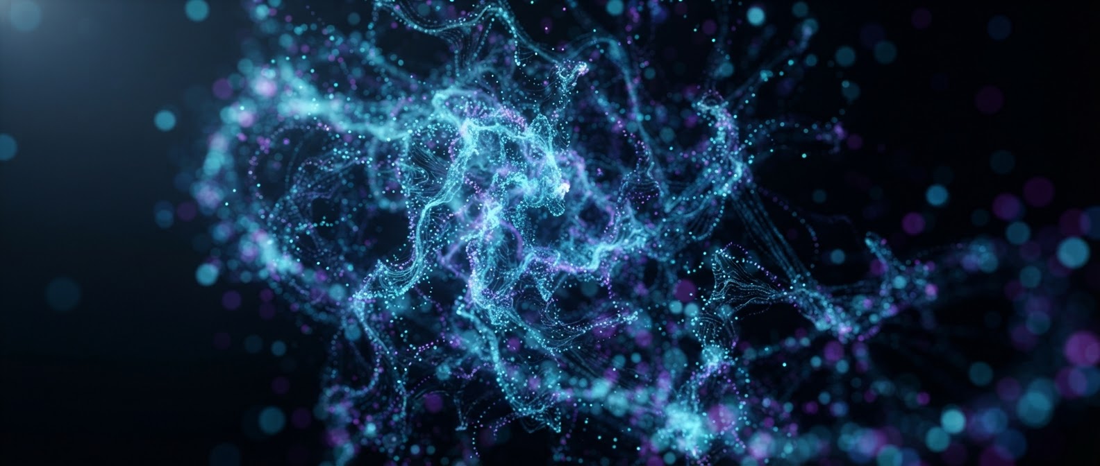 Generative data cloud of glowing particles