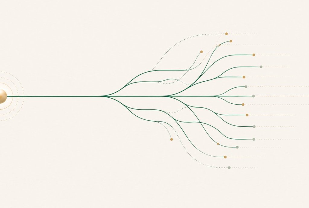 Clean branching pathways representing a settled mind