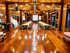 A warm Lanna-style hall for retreats, workshops, meetings, and mindful group gatherings.