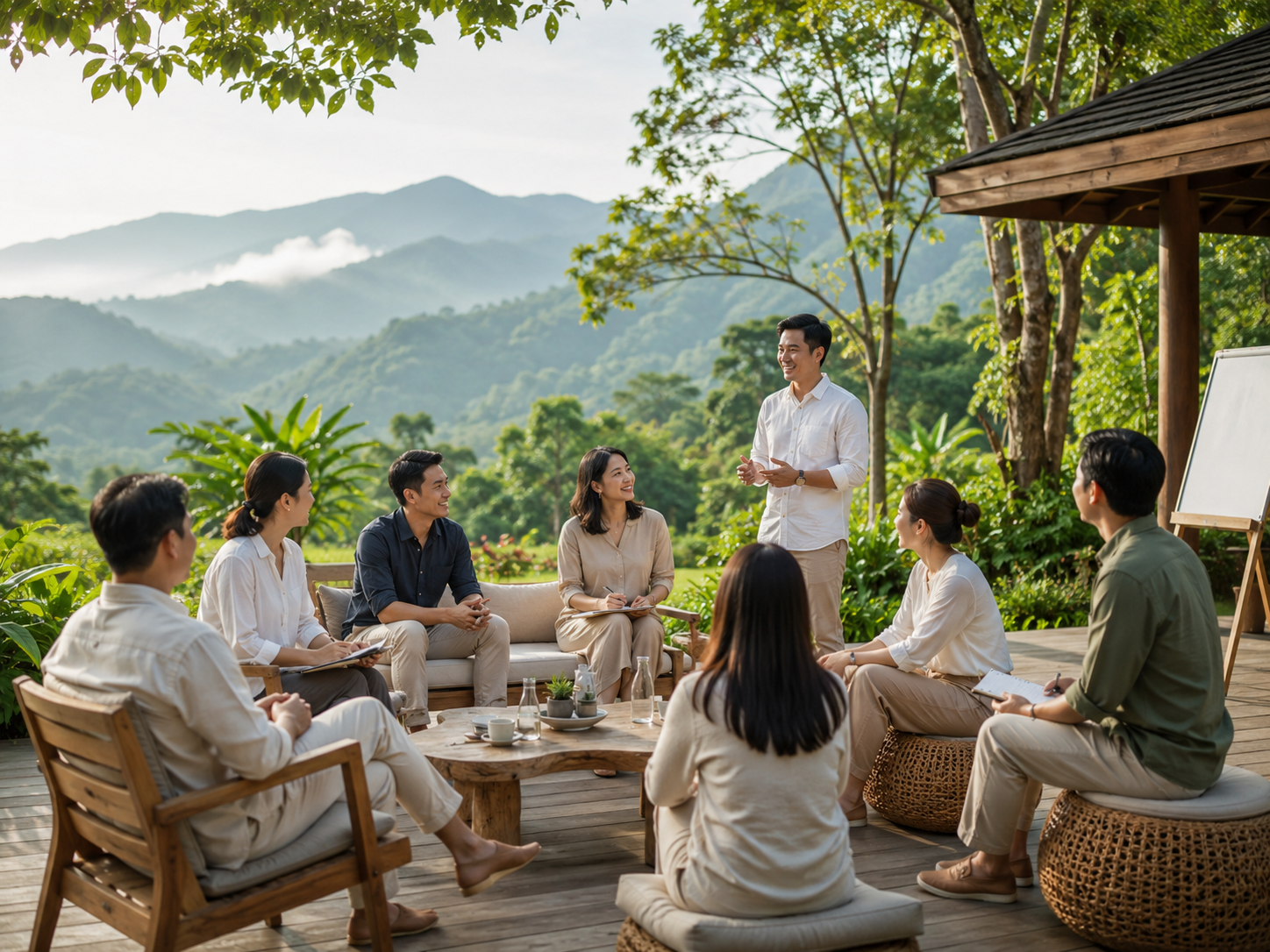 Group gathering in nature