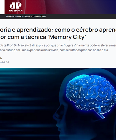 Matéria da Jovem Pan: cérebro que aprende com a técnica Memory City — Dr. Marcelo Zalli