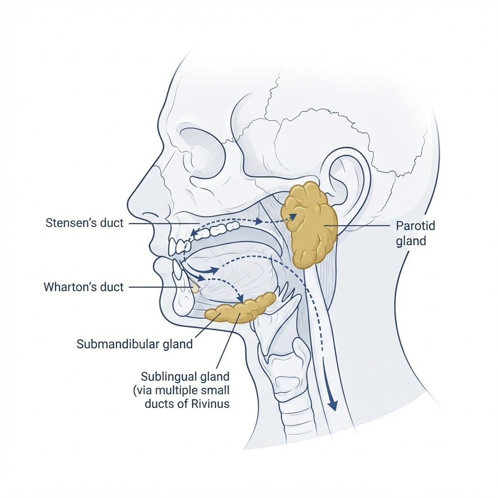 Anatomia das glândulas salivares e mecanismo da deglutição