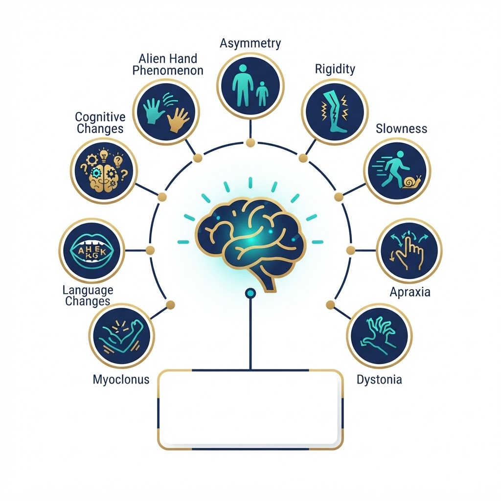 Infográfico — quando pensar em síndrome corticobasal