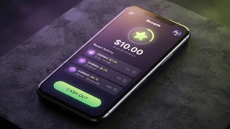 KashKick rewards app showing cash earnings on a phone screen