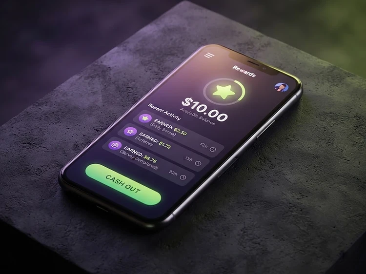 KashKick rewards app showing cash earnings on a phone screen