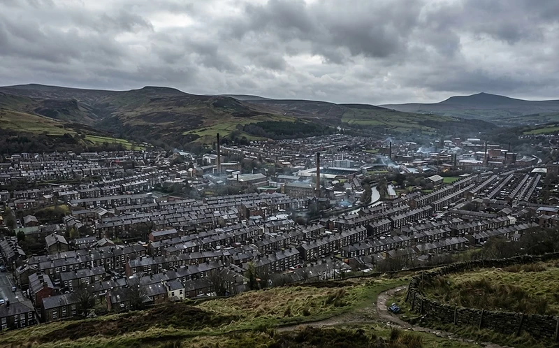 View over Burnley and the East Lancashire hills