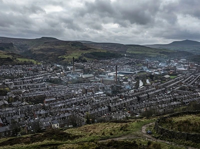 View over Burnley and the East Lancashire hills